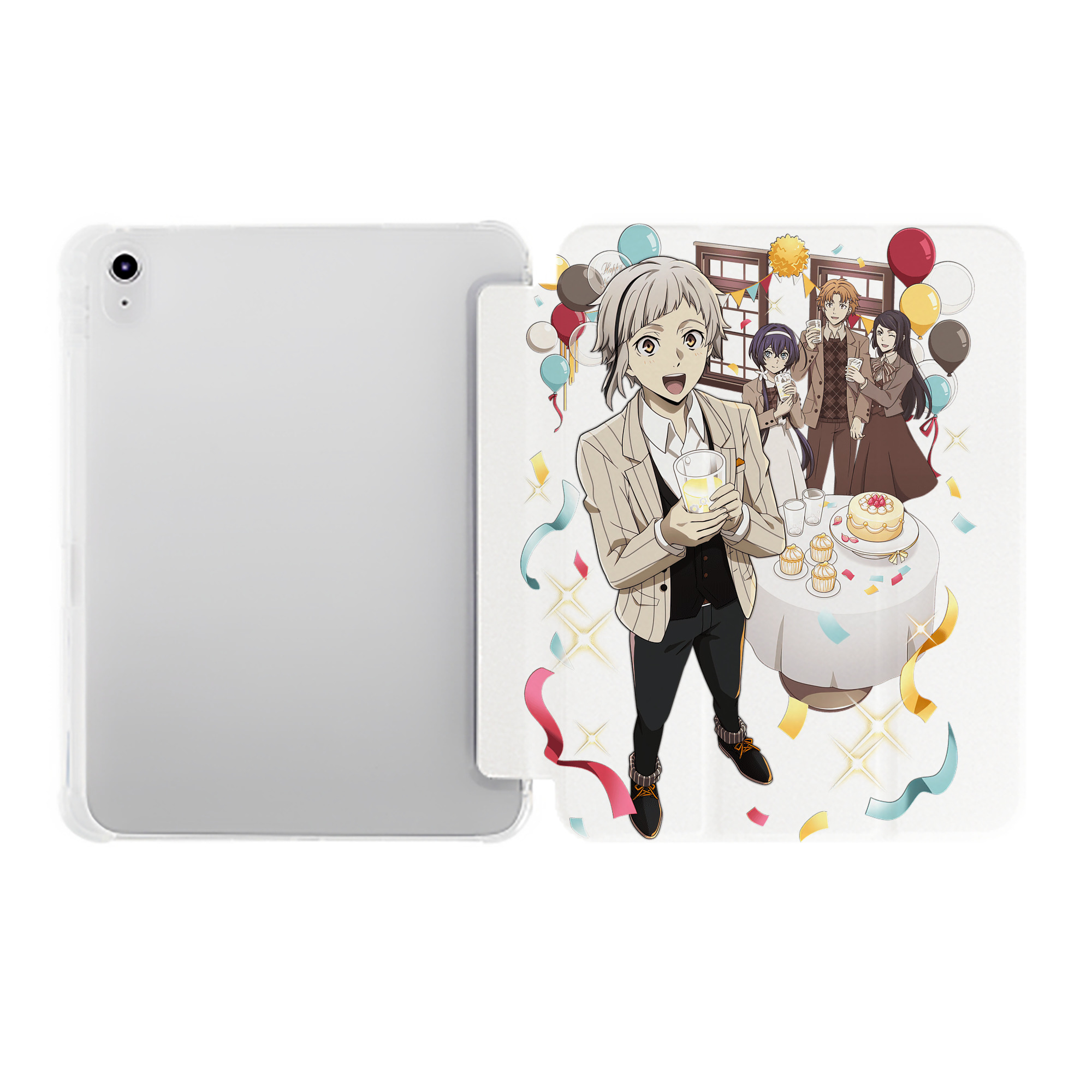 （画像用） 文豪ストレイドッグス Bungo Stray Dogs IPad ケース ペン収納付き 三つ折りスタンド PUレザー×シリコン 対応機種9.5/10.5/10.9インチ